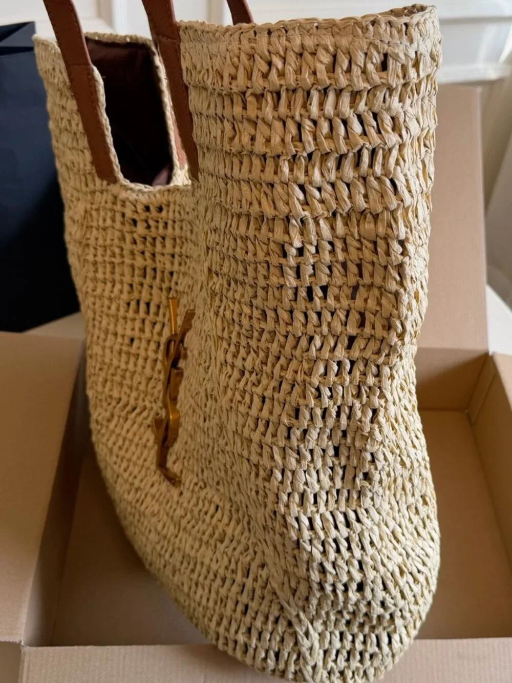 🧿Yves Saint Laurent🧿 straw woven tote bag 36x35cm